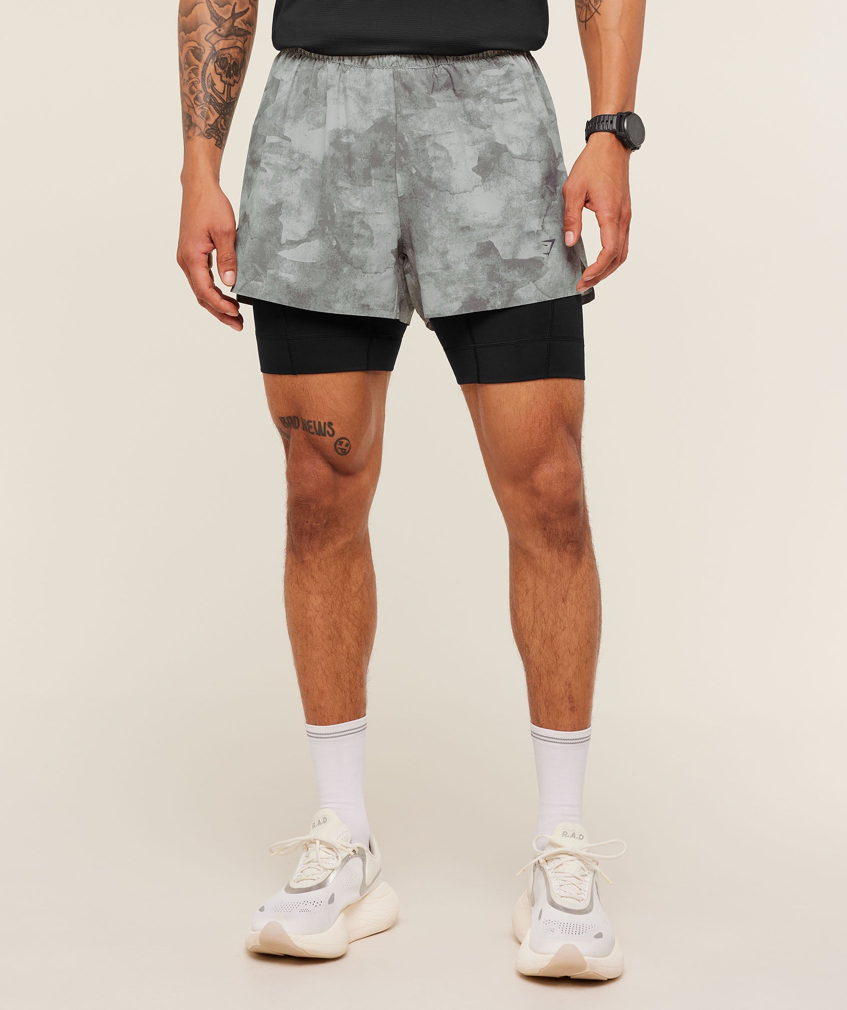 1 5" Shorts in Smokey Grey/Black